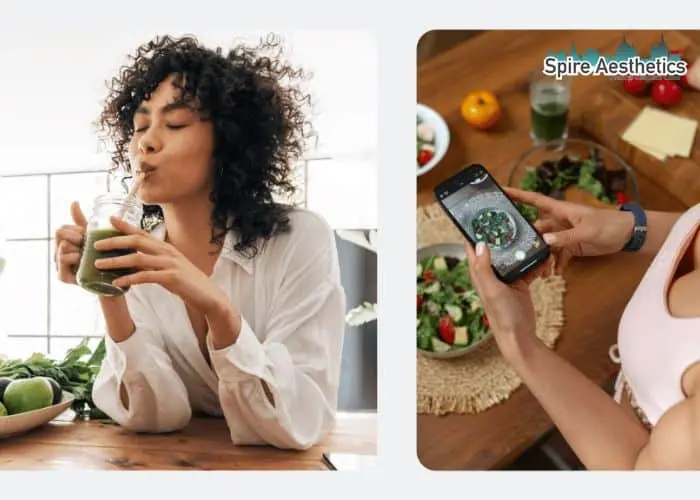 Image of woman looking into her diet and fat freezing Warfield to improve her health